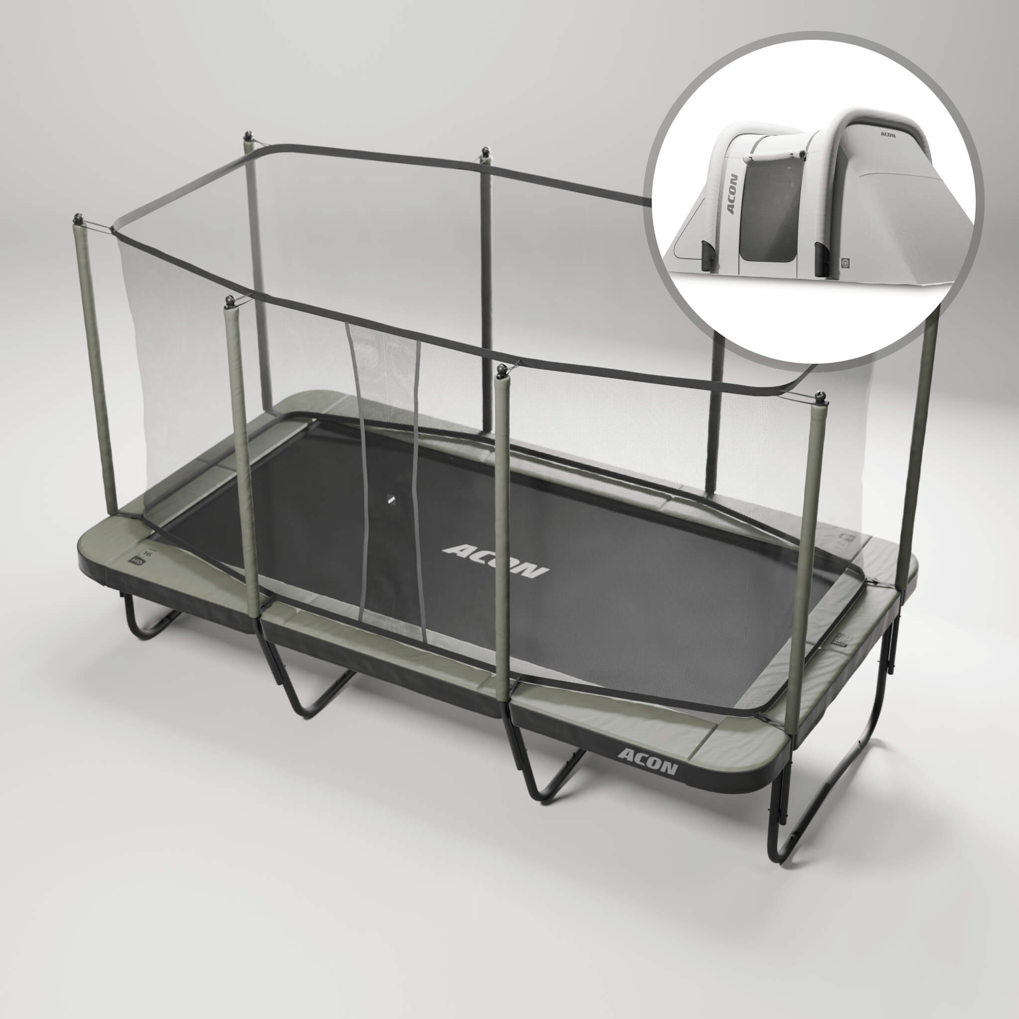 ACON 16 HD trampoliini, turvaverkko ja tikkaat + Sääsuoja.