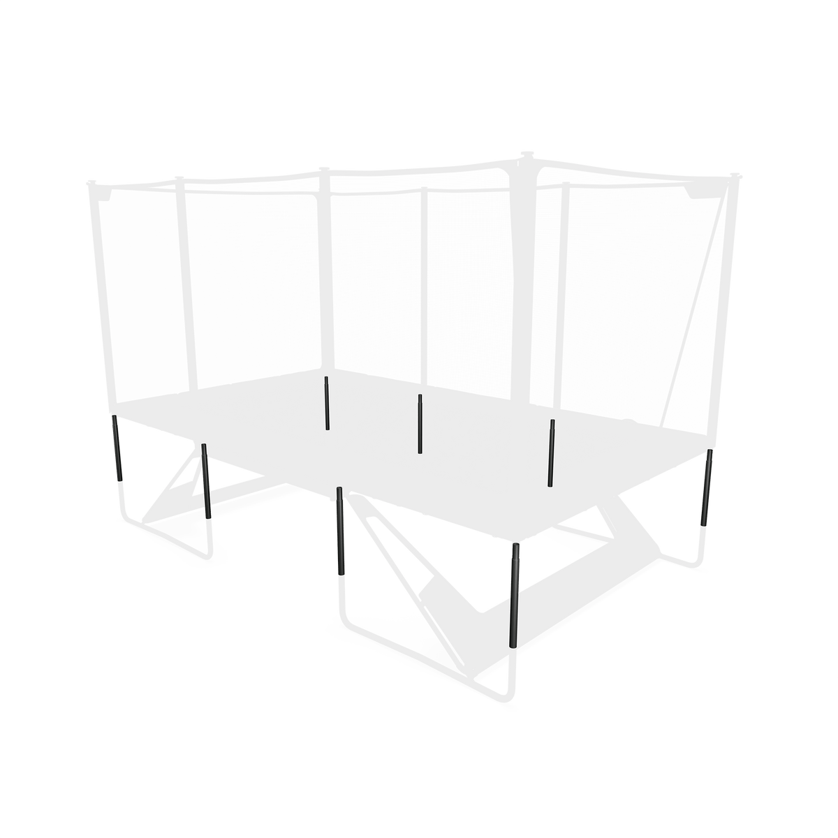 Acon X Height Kit -putket asennettuna häivytetyssä trampoliinikuvassa.