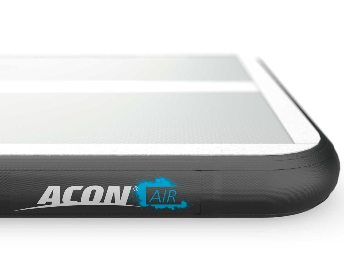 ACON AirTrack 3,0m yksityiskohta voimistelualustan reunasta ja logosta - acon-fi.