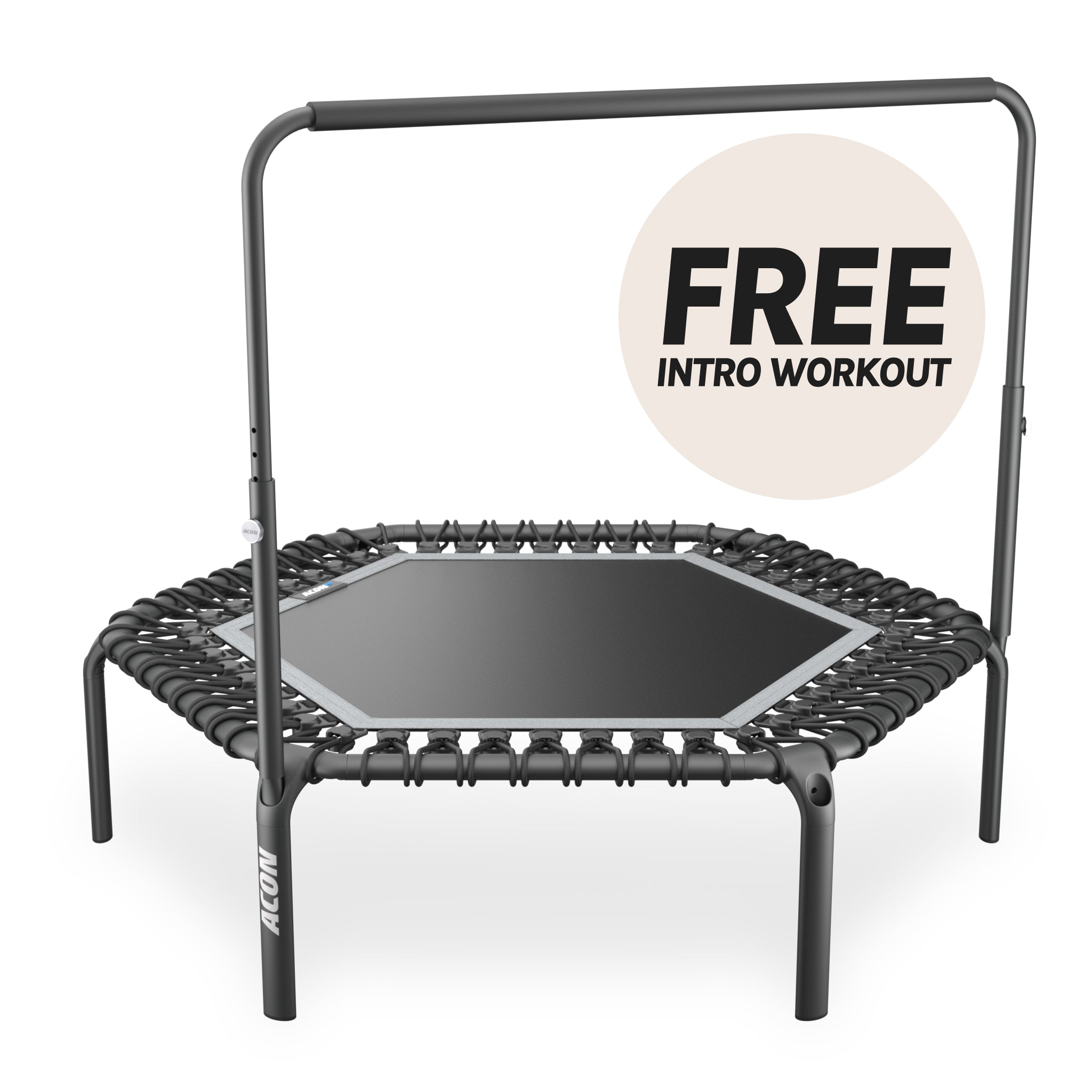 ACON Fit 1,14 m Hexagon trampoliini Balance-kahvatangolla, musta.