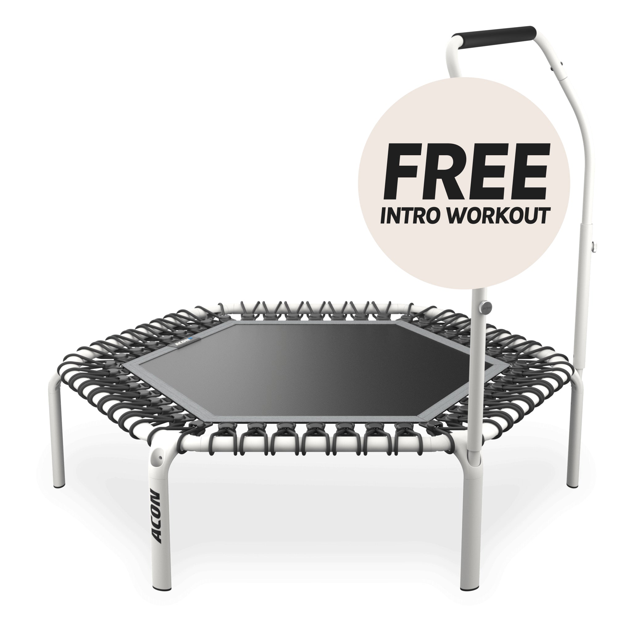 ACON Fit 1,14 m Hexagon trampoliini Active-kahvatangolla, valkoinen.