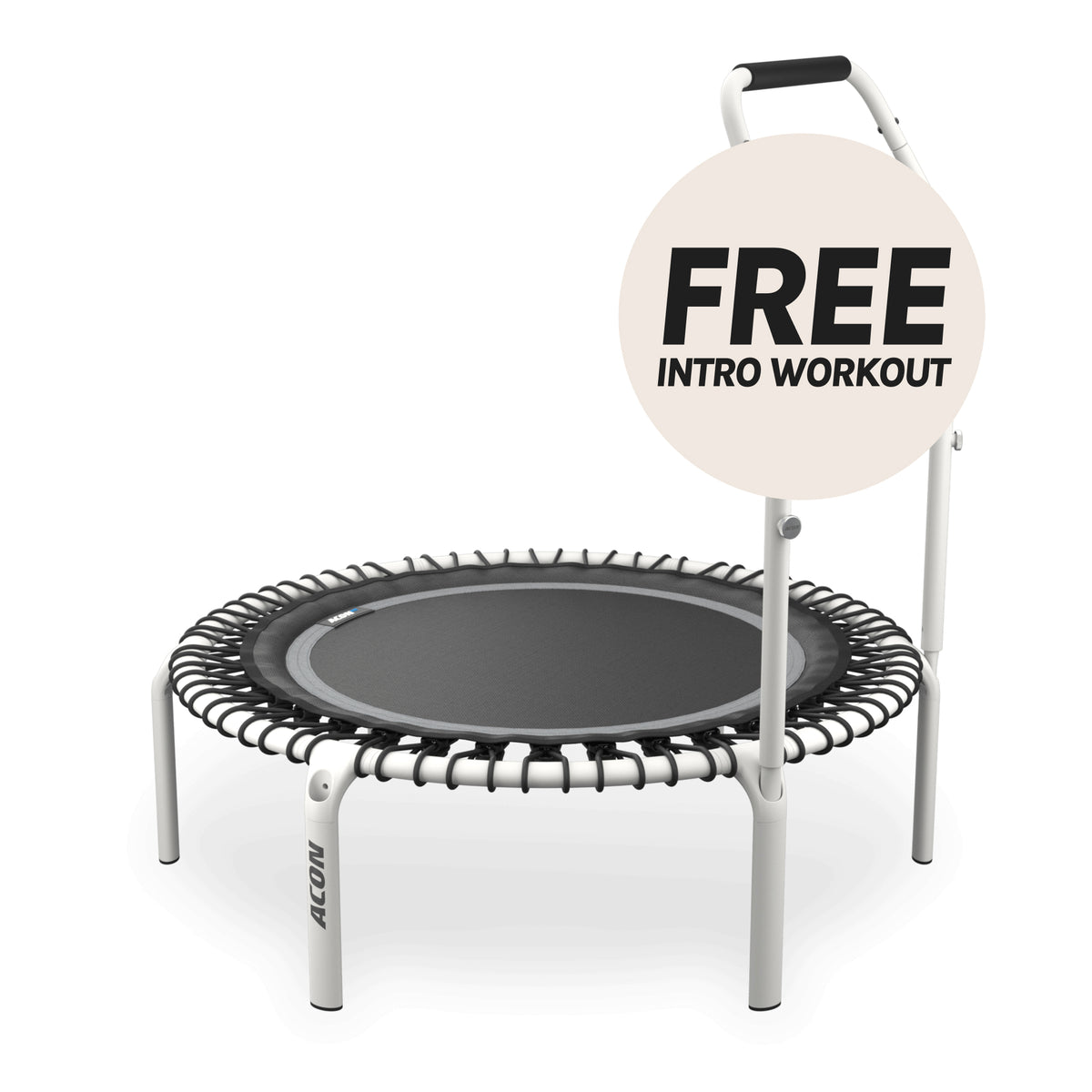 ACON Fit 1,12 m pyöreä trampoliini Active-kahvatangolla, valkoinen.