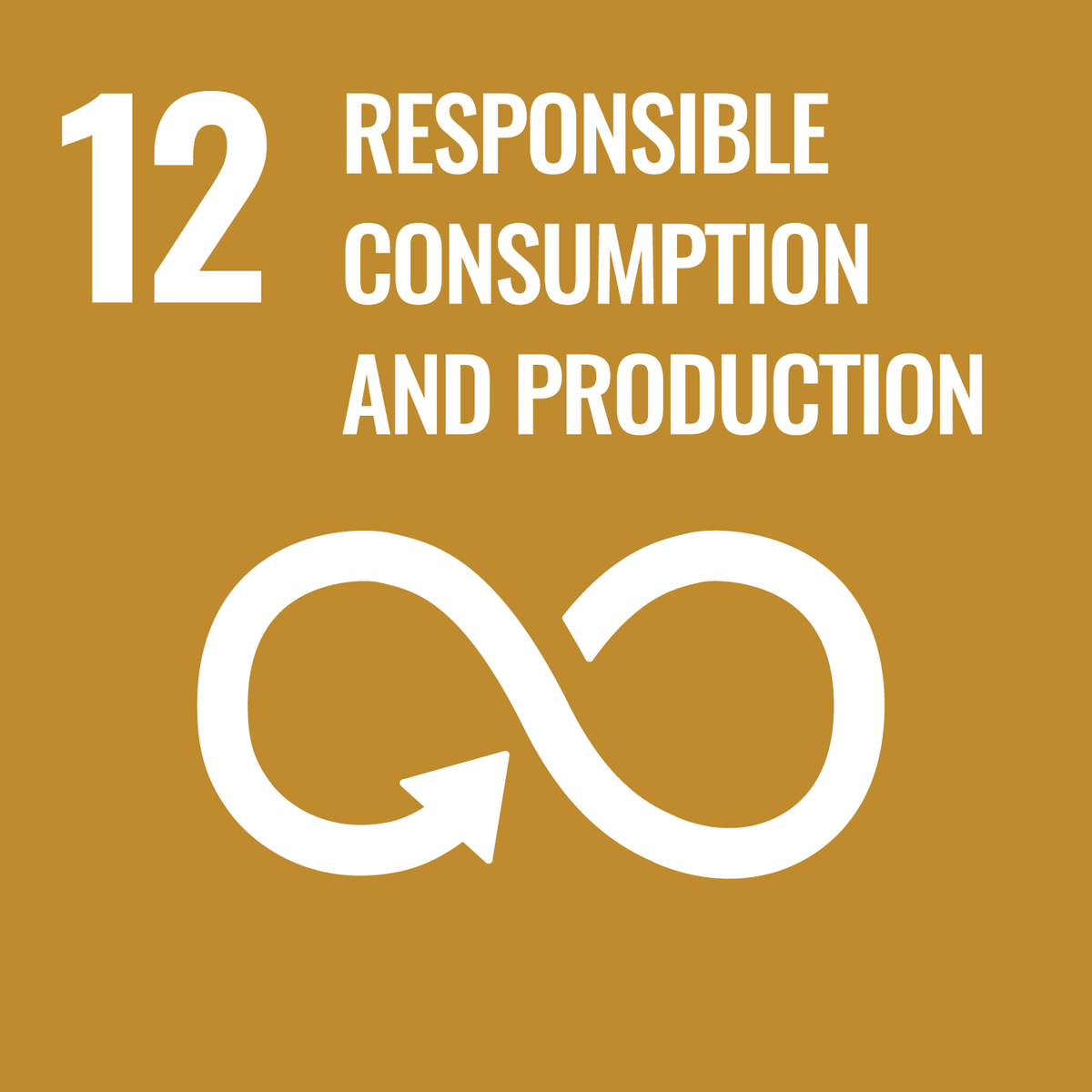 YK:n vastuullisuusmerkki 12 - Responsible Consumption and Production.