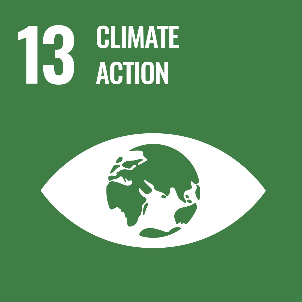 YK:n vastuullisuusmerkki 13 - Climate Action.