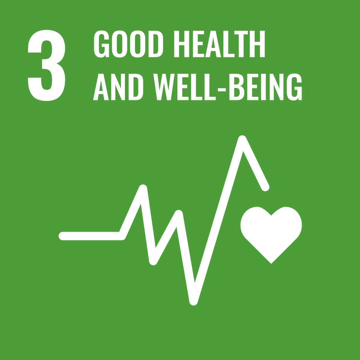 YK:n vastuullisuusmerkki 3 - Good Health and Well-Being.