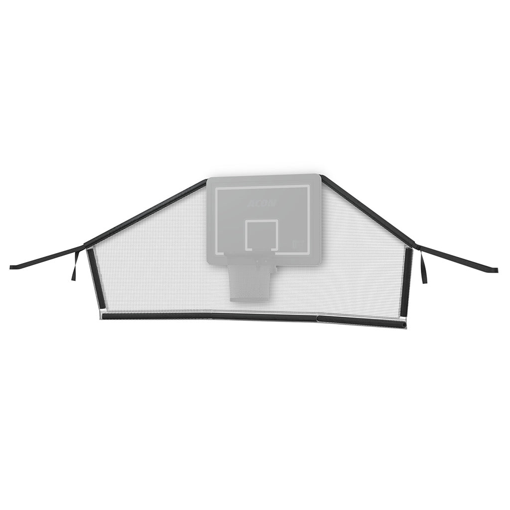 Acon taustaverkko trampoliinin koripallotelineelle valkoista taustaa vasten