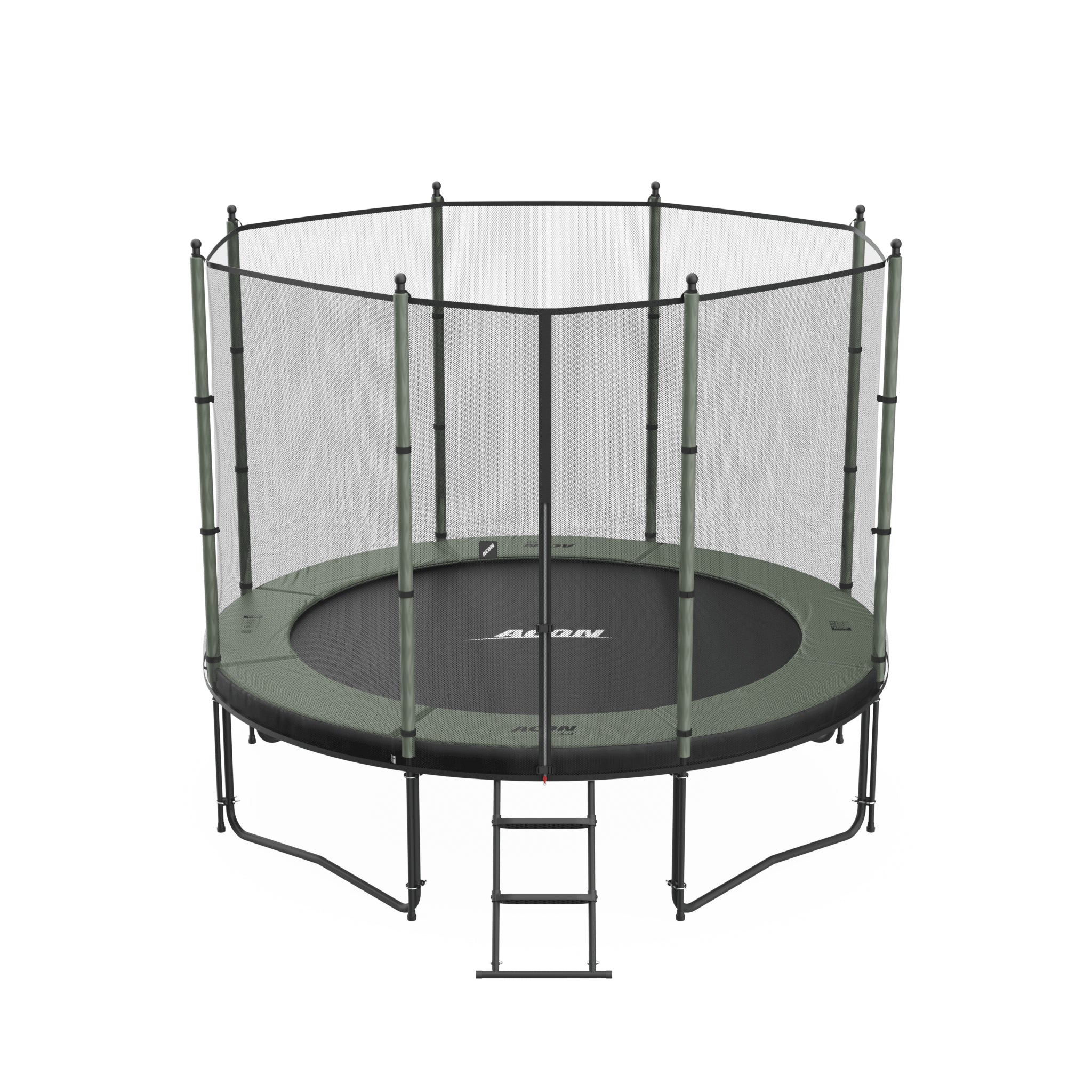 ACON Air 3,0m trampoliini, jossa on Standard turvaverkko ja tikkaat.