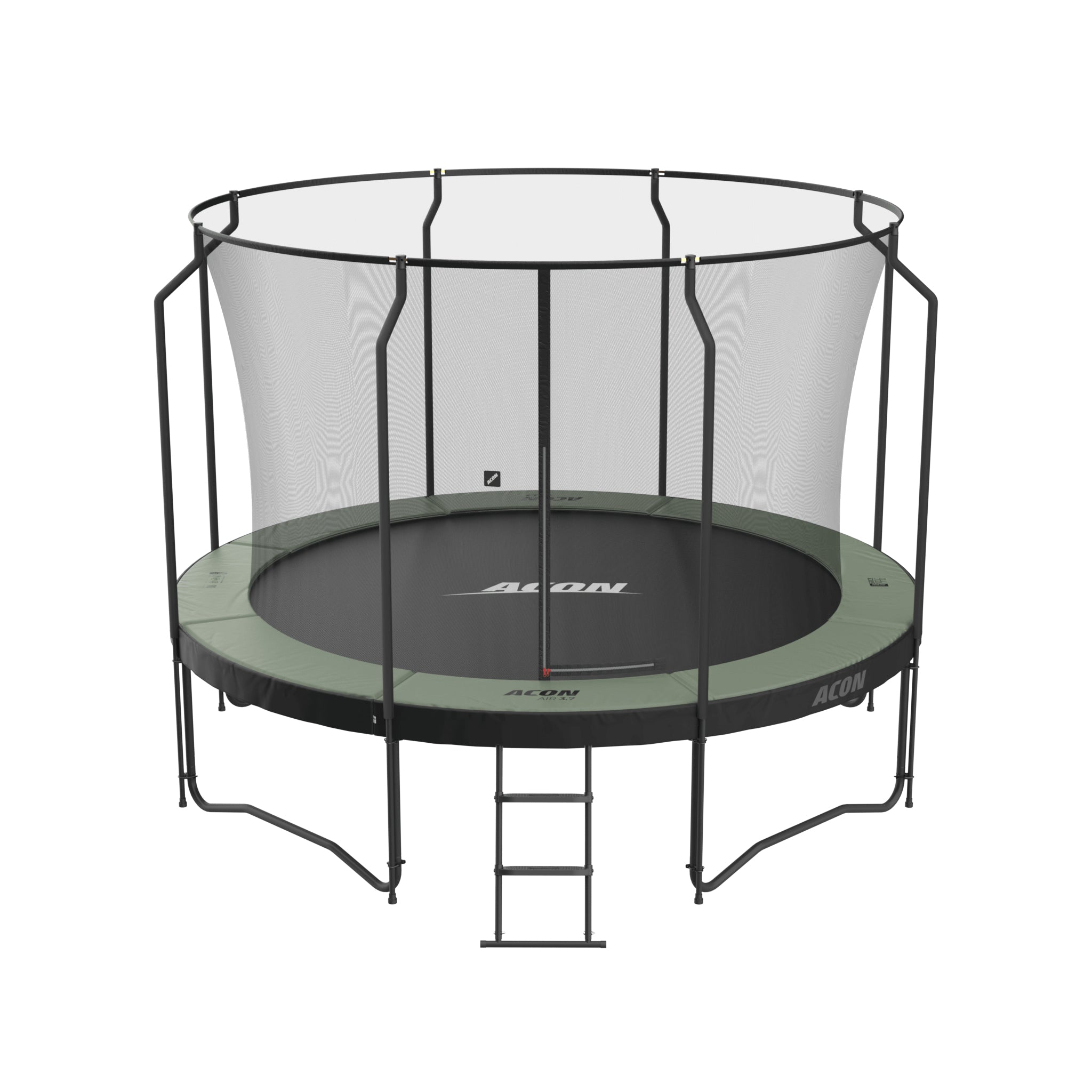 ACON Air 3,7m trampoliini Premium-turvaverkolla ja tikkailla.