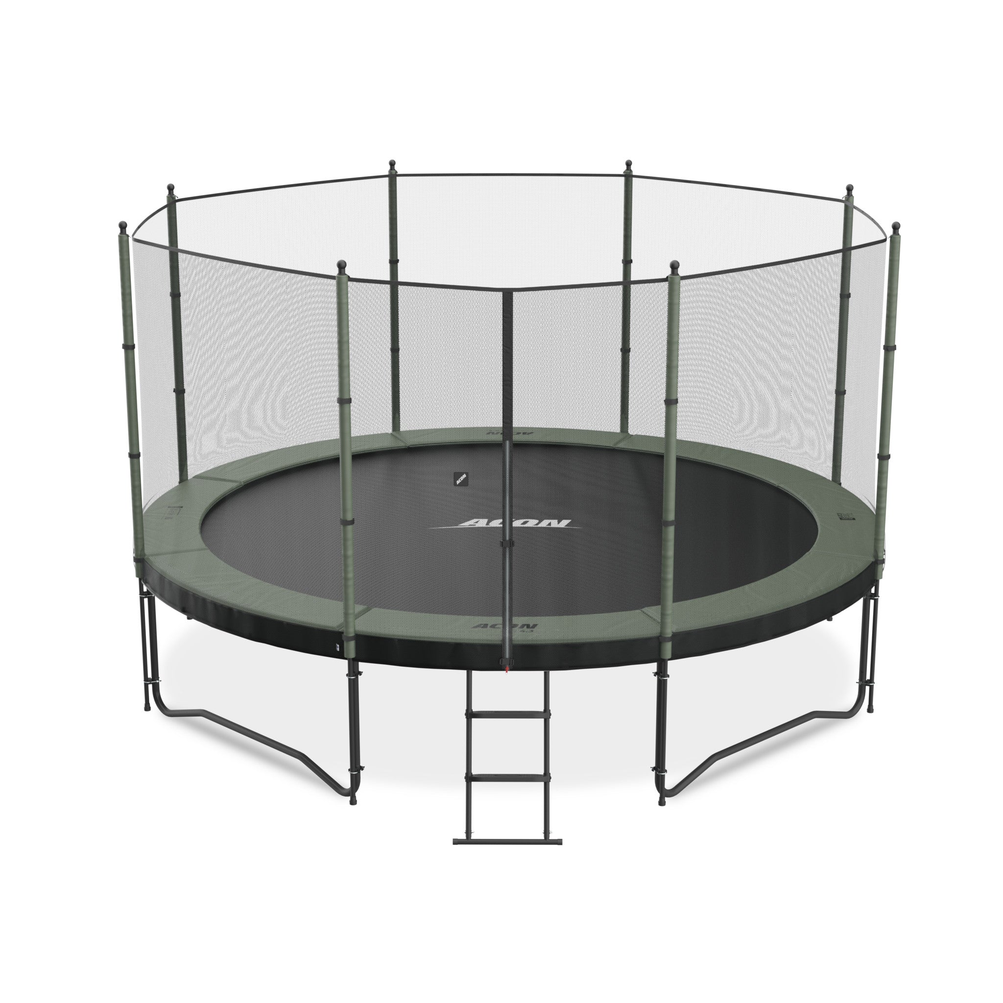 ACON Air 4,3m trampoliini, Standard turvaverkko ja tikkaat.