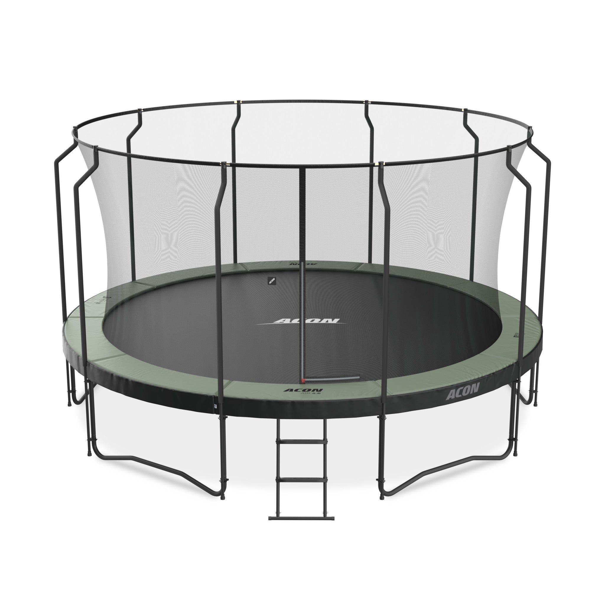 ACON Air 4,6m trampoliini Premium-turvaverkolla ja tikkailla.
