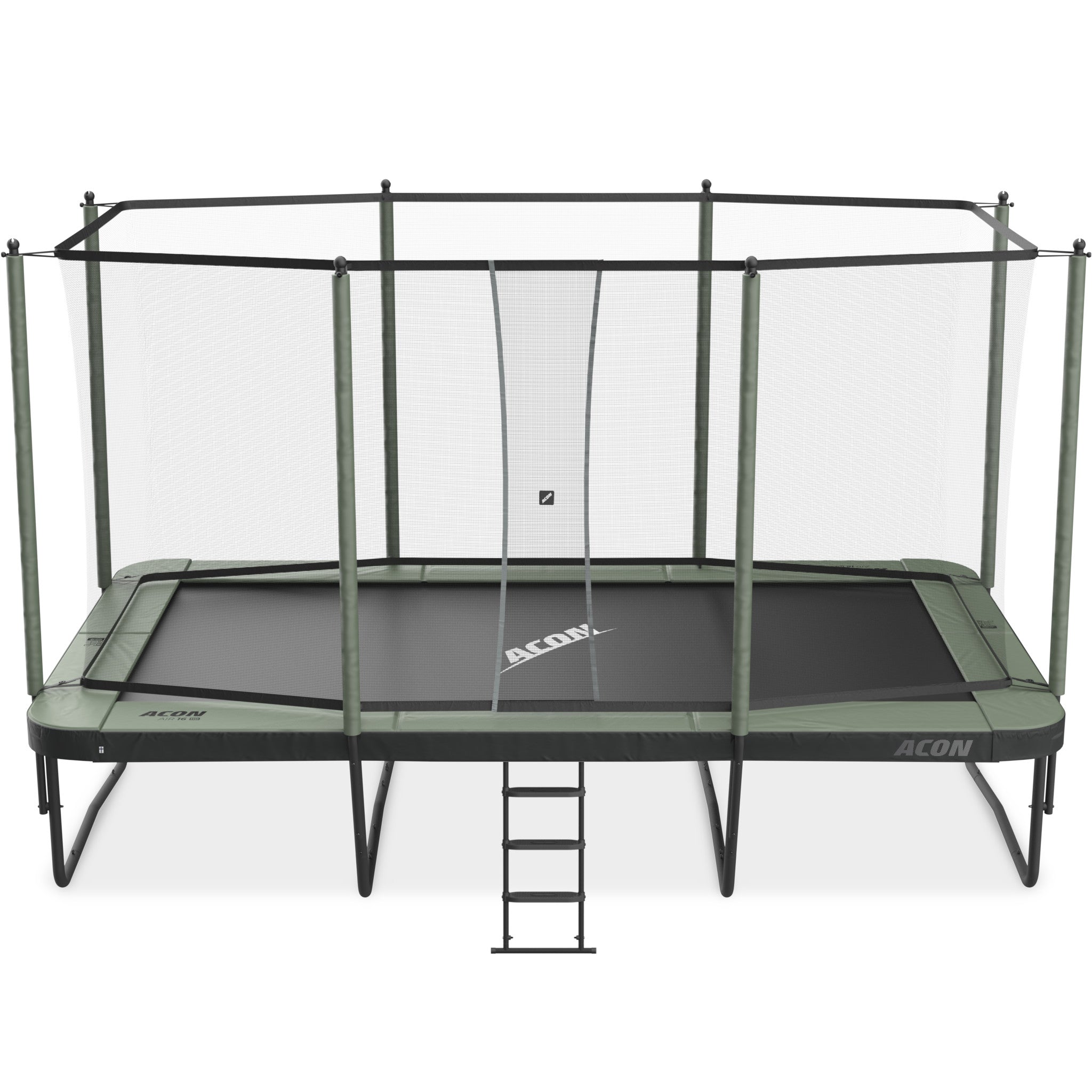 ACON Air 16 Sport HD trampoliini, turvaverkko ja tikkaat.