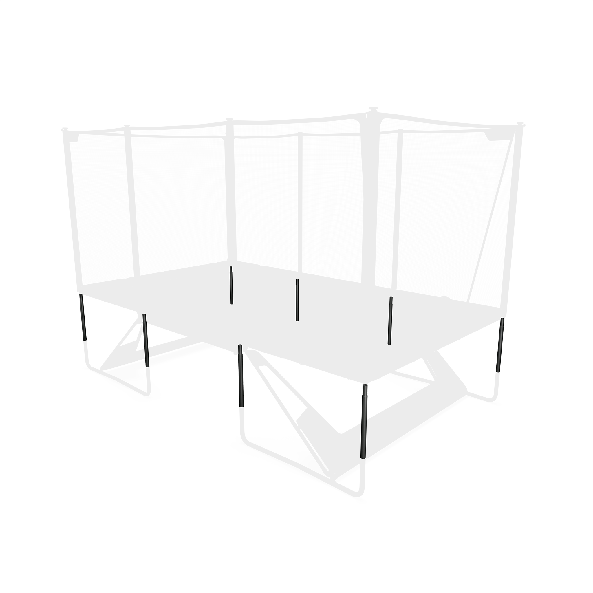 Acon X Height Kit -putket asennettuna häivytetyssä trampoliinikuvassa.