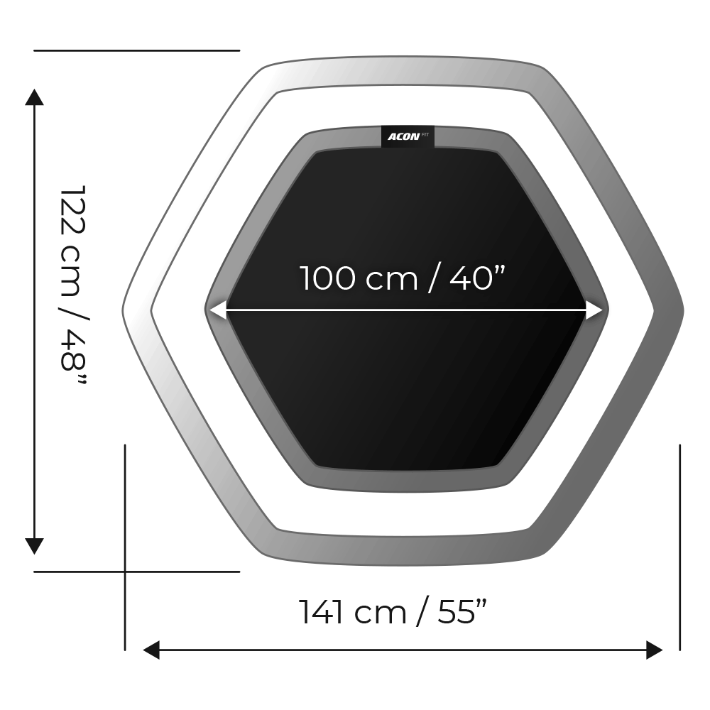 ACON FIT Hexagon Trampoliinin koko.