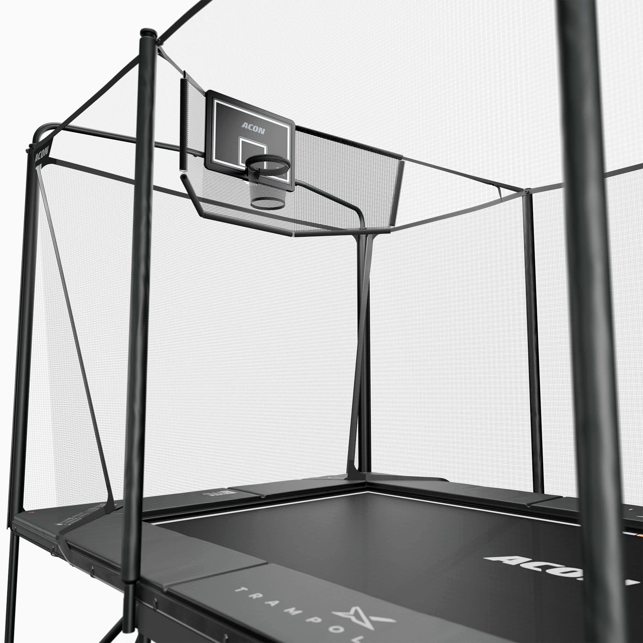 ACON X -koripallokori asennettuna Acon X 17ft -trampoliiniin.